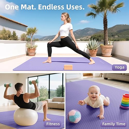 Miniatura 8 de Extra Large Yoga Mat  72"x48" or 78"x57", 14"12" Thick Mat for Women & Men, TPE Non-Slip Pilates Mat for Home Gym, Yoga, Stretching, Meditation