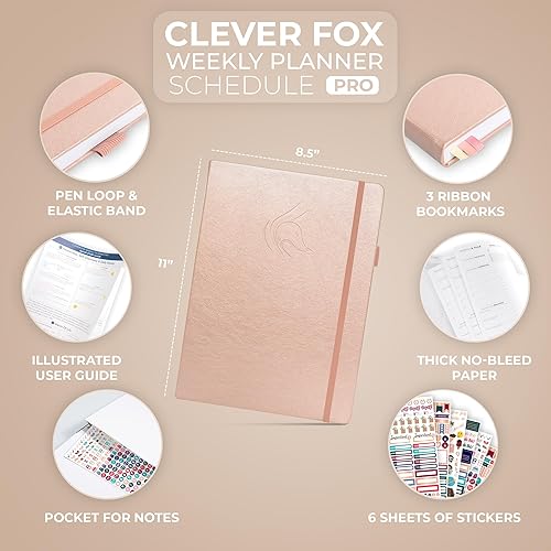 Miniatura 8 de Clever Fox Planificador de horarios Pro y A5 planificador semanal y mensual de vida con ranuras para los horarios, agenda de citas y organizador