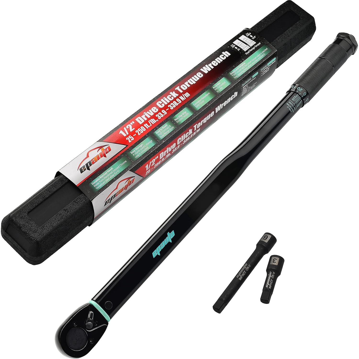 EPAuto 1/2Inch Drive Click Torque Wrench,25250 ft.lb./33.9338.9 Nm