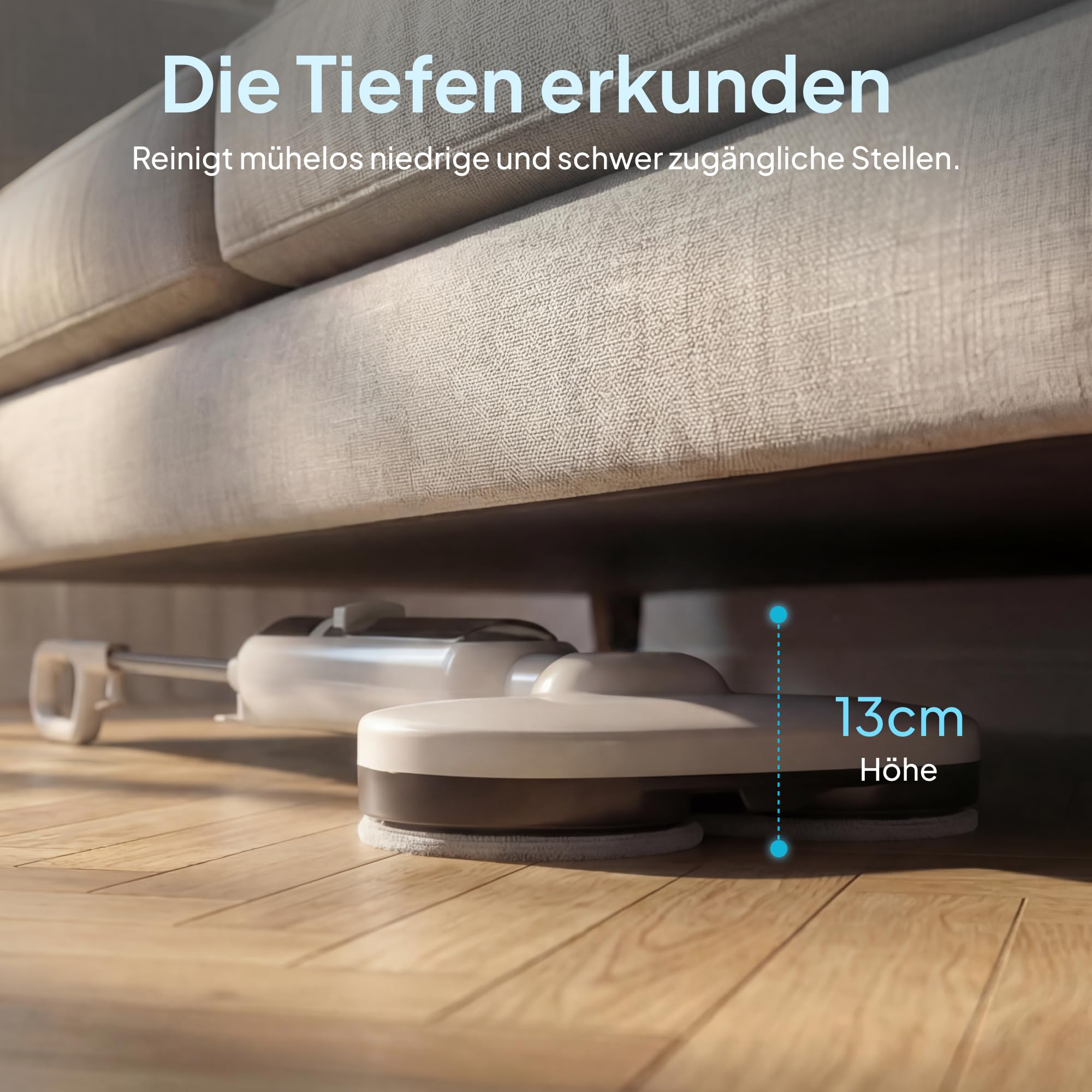 Livatro Dampfreiniger für Hartböden mit rotierendem Wischkopf | 1300 W, Dampf in ca. 30 s, 500-ml-Tank, 15 Zubehörteile, 5-m-Kabel und 4 waschbare Pads