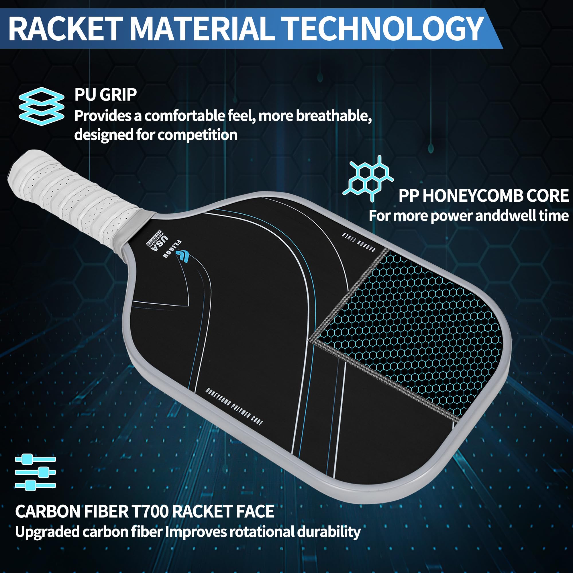 USAPA承認 ピックルボール パドル T700生カーボンファイバー グレー16 Amazon.co.jp: ピックルボールパドル、USAPA承認、T700未加工