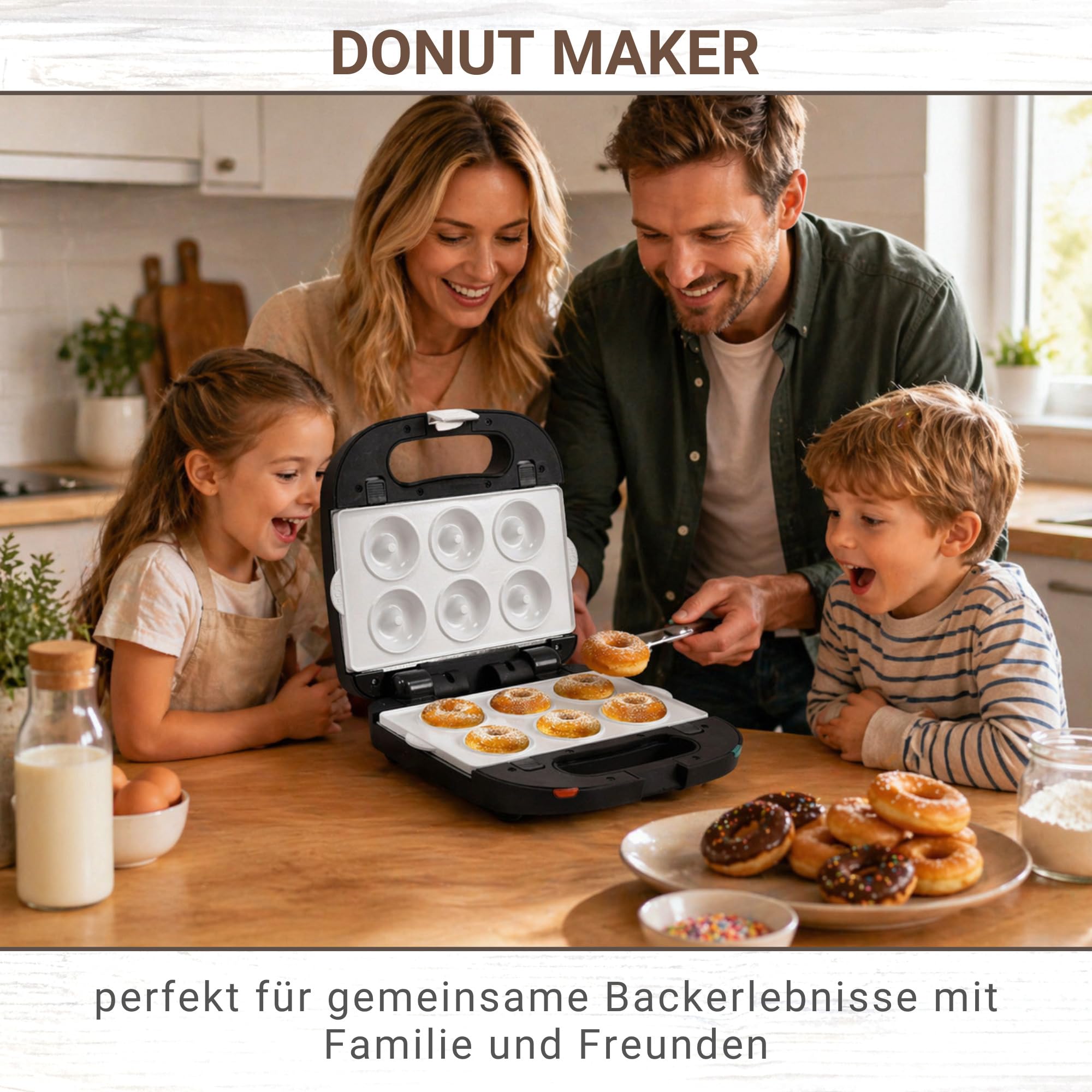 Syntrox Germany SM-1500W-Donut Maker - für 6 Donuts mit austauschbaren Keramik Wechselplatten