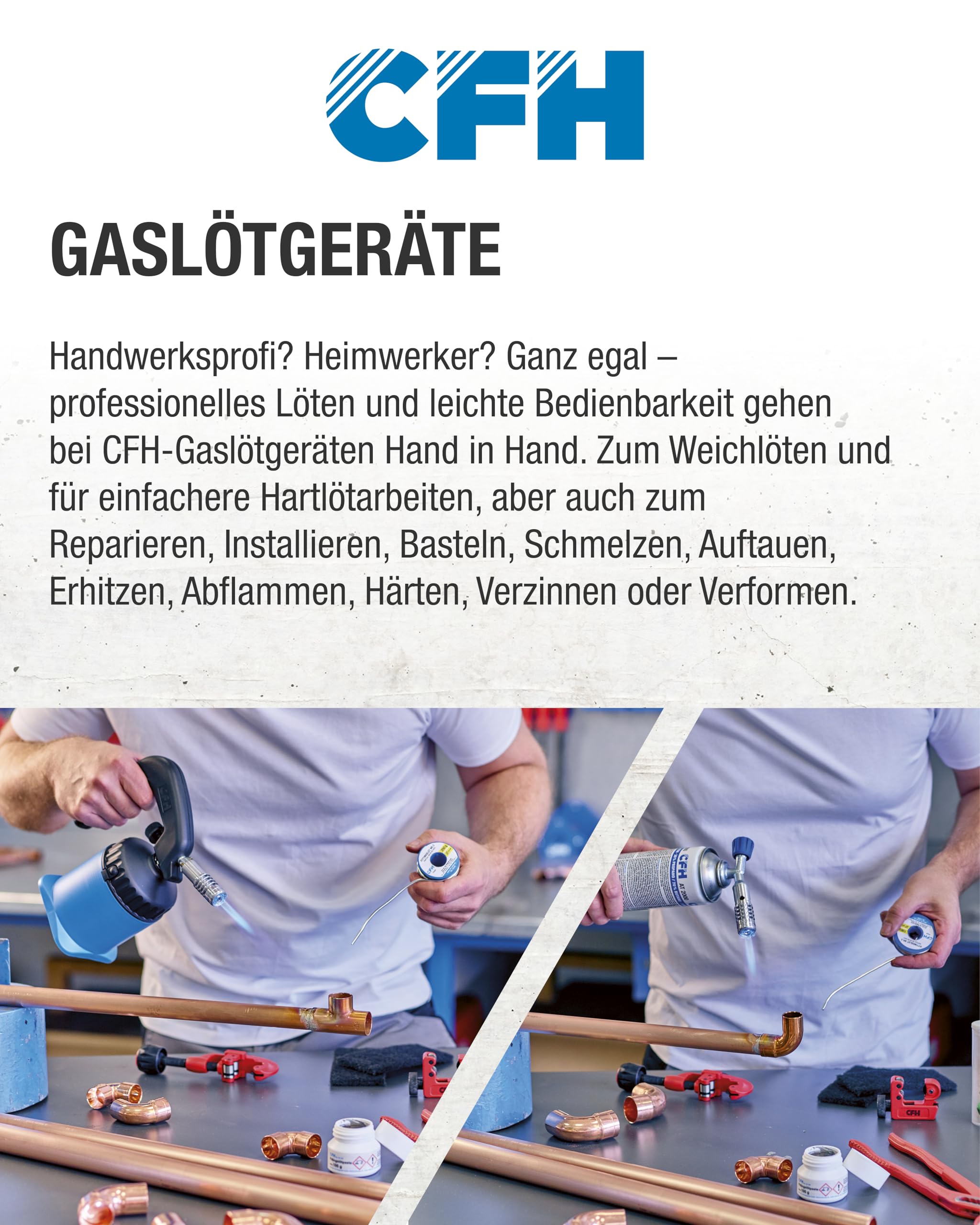 CFH Schweiß-Fix SF 3100 - Tragbares Autogen-Schweißgerät und Hartlötgerät zum Autogenschweißen und Hartlöten, Komplettset mit Tragegestell, Sauerstoff, Spezial-Gas, Schweißschutzbrille und vier Düsen