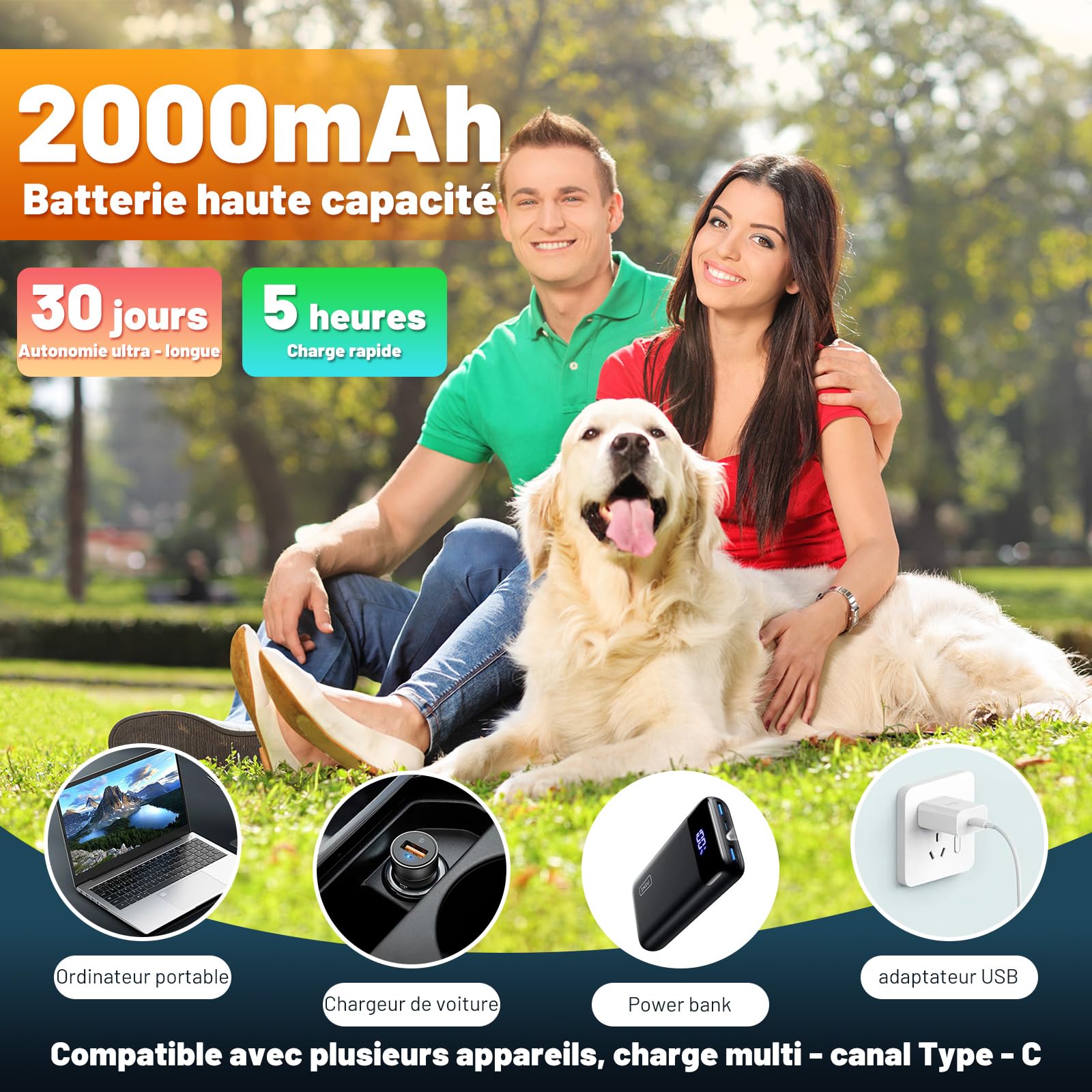 Appareil anti-aboiement à ultrasons pour chiens de taille moyenne et grande - 3 fréquences - Étanche IP45 - Anti-aboiement pour chiens - Intérieur et extérieur - Noir