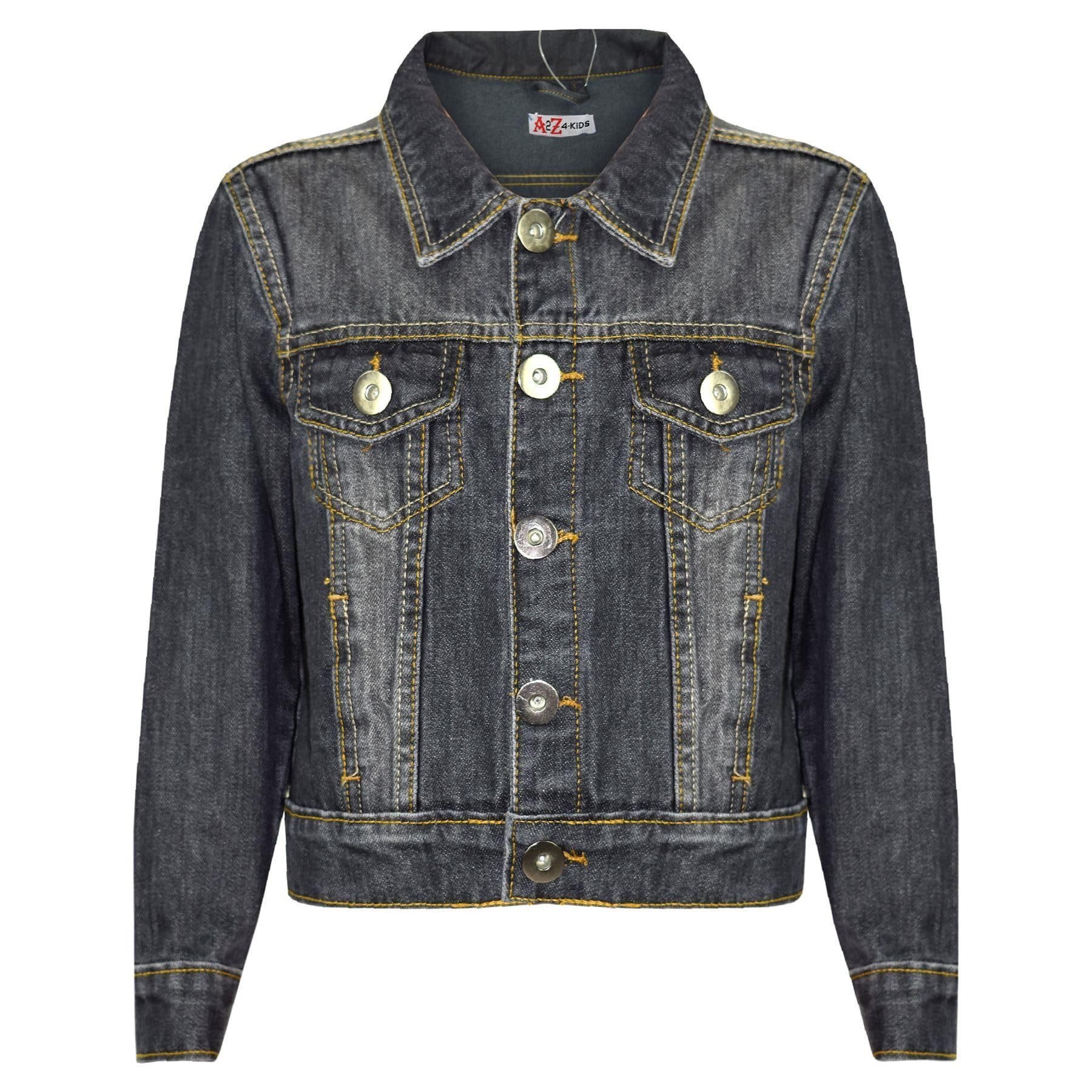A2z 4 Kids Boys Black Denim Jacket Classic Stylish Fashion Coat For Children Durable Cotton Jeans - Denim Jacket J11 3-4