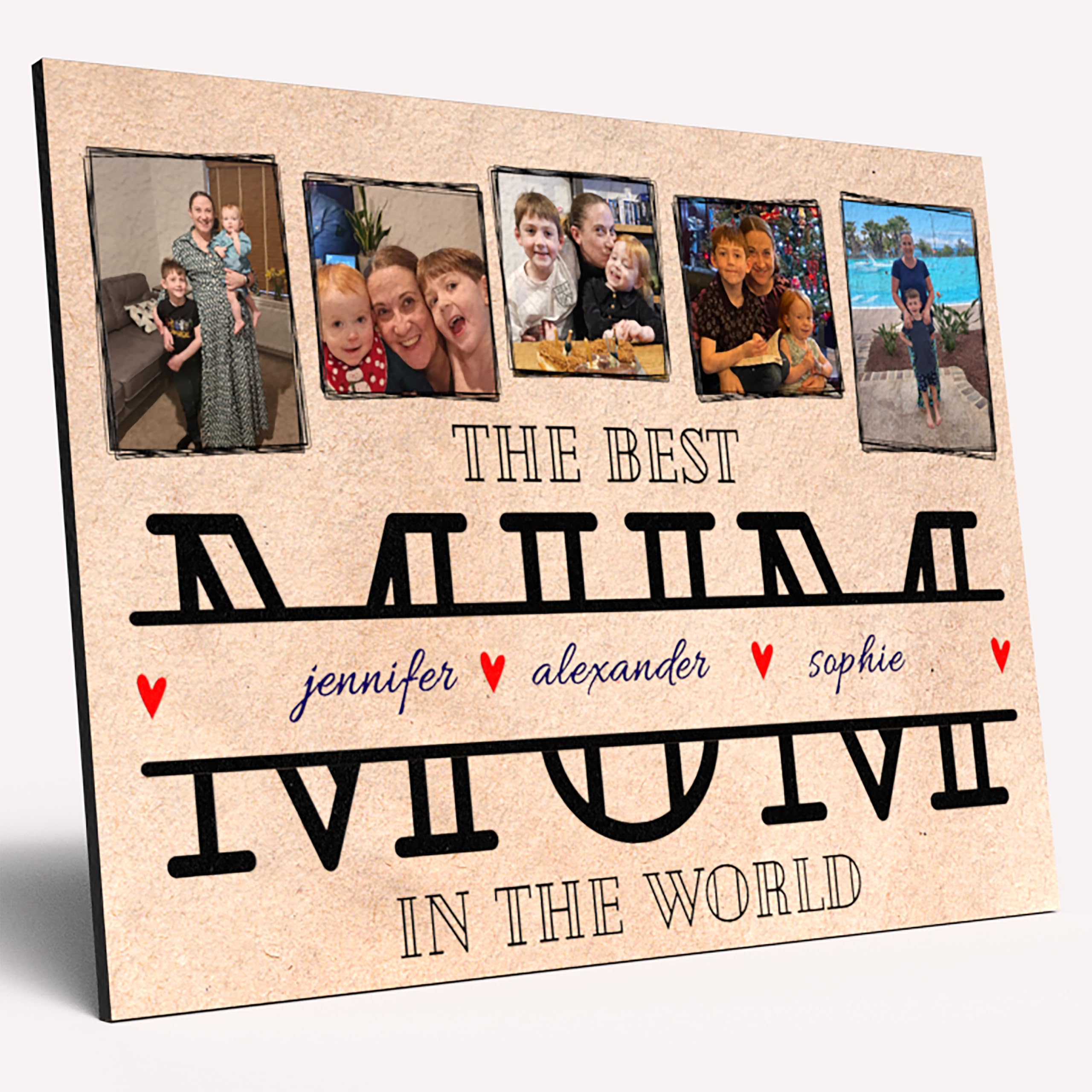 The Plum Penguin Personalised Photo Wooden Large Wall Sign for Mum Forever Cherished Mother's Monogram Day Decorative Home Plaque