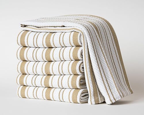 Miniatura 2 de Casa De Lan Juego de 6 toallas de cocina de algodón, paños de cocina con tejido de cesta, paños de cocina altamente absorbentes, 100% algodón hilado