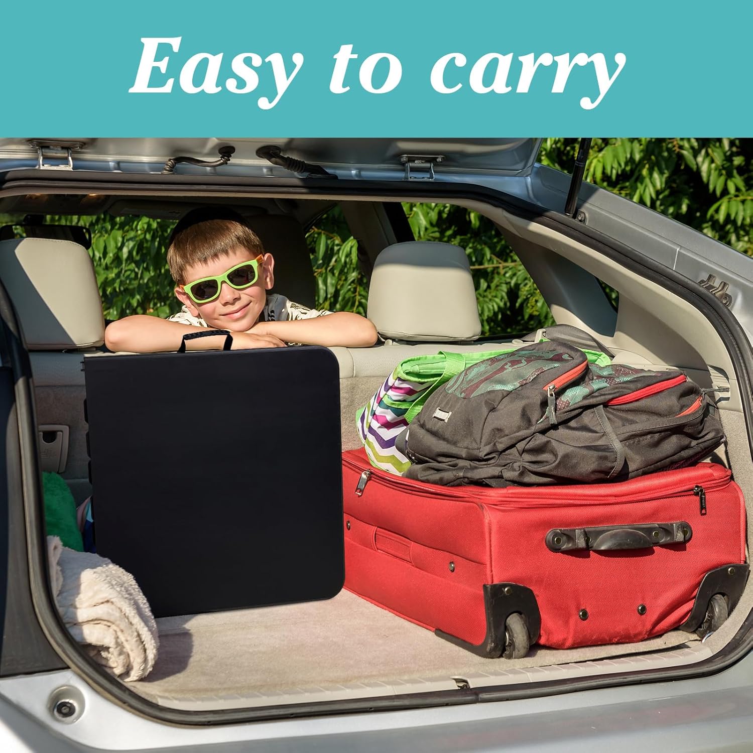 4FT Plastic Folding Table - Lightweight & Portable for Camping, Picnic, Card Games - Indoor Outdoor Foldable Dining & Utility Table(Black)