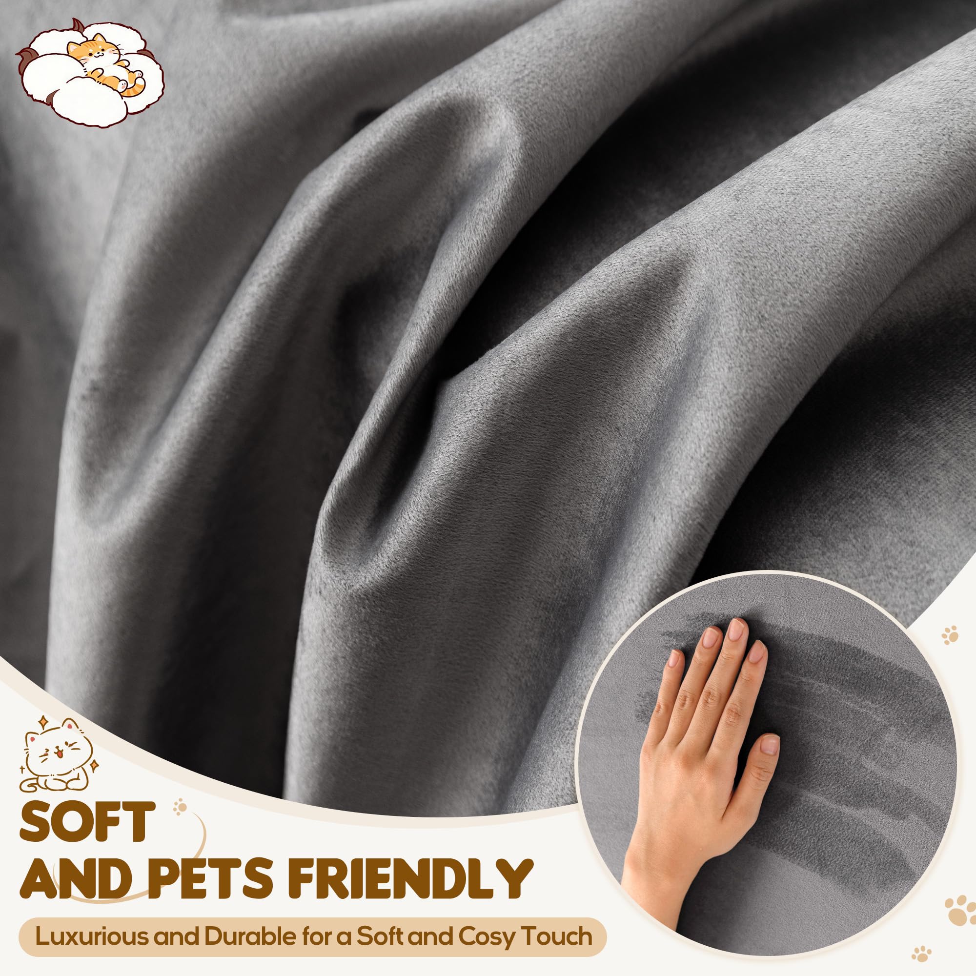 Loiion L-Form Sofaschutz Katze, Ecksofa-Überwurf Kratzschutz Wasserdicht, Sofabezug 2-teilig für Haustiere, Weicher Rutschfester Schutz für L-Sofa, Dunkelgrau (180x260+180x280cm)