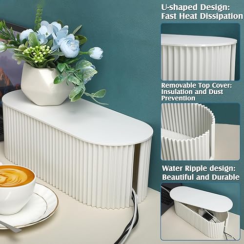 Miniatura 3 de Marsui Caja organizadora de cables de 2 piezas con kit de organización de cables de 46 piezas, caja de cables para regletas de alimentación,