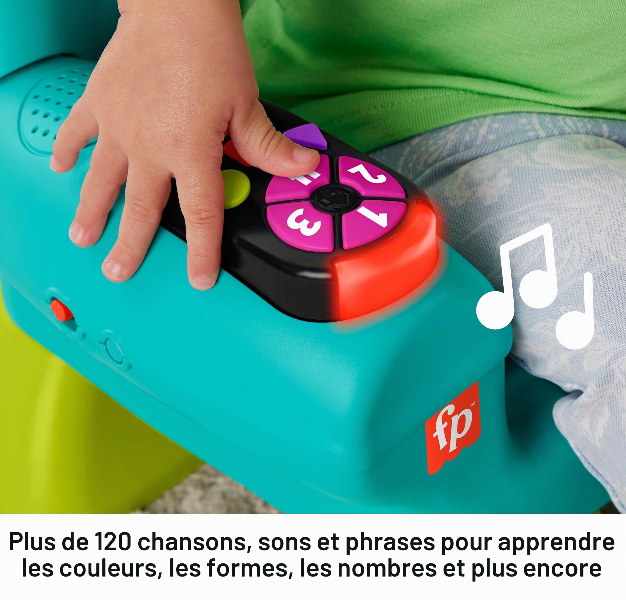 Fisher-Price Laugh & Learn Chaise de scène intelligente avec lumières musicales activités pour tout-petits 1 an bleu sarcelle