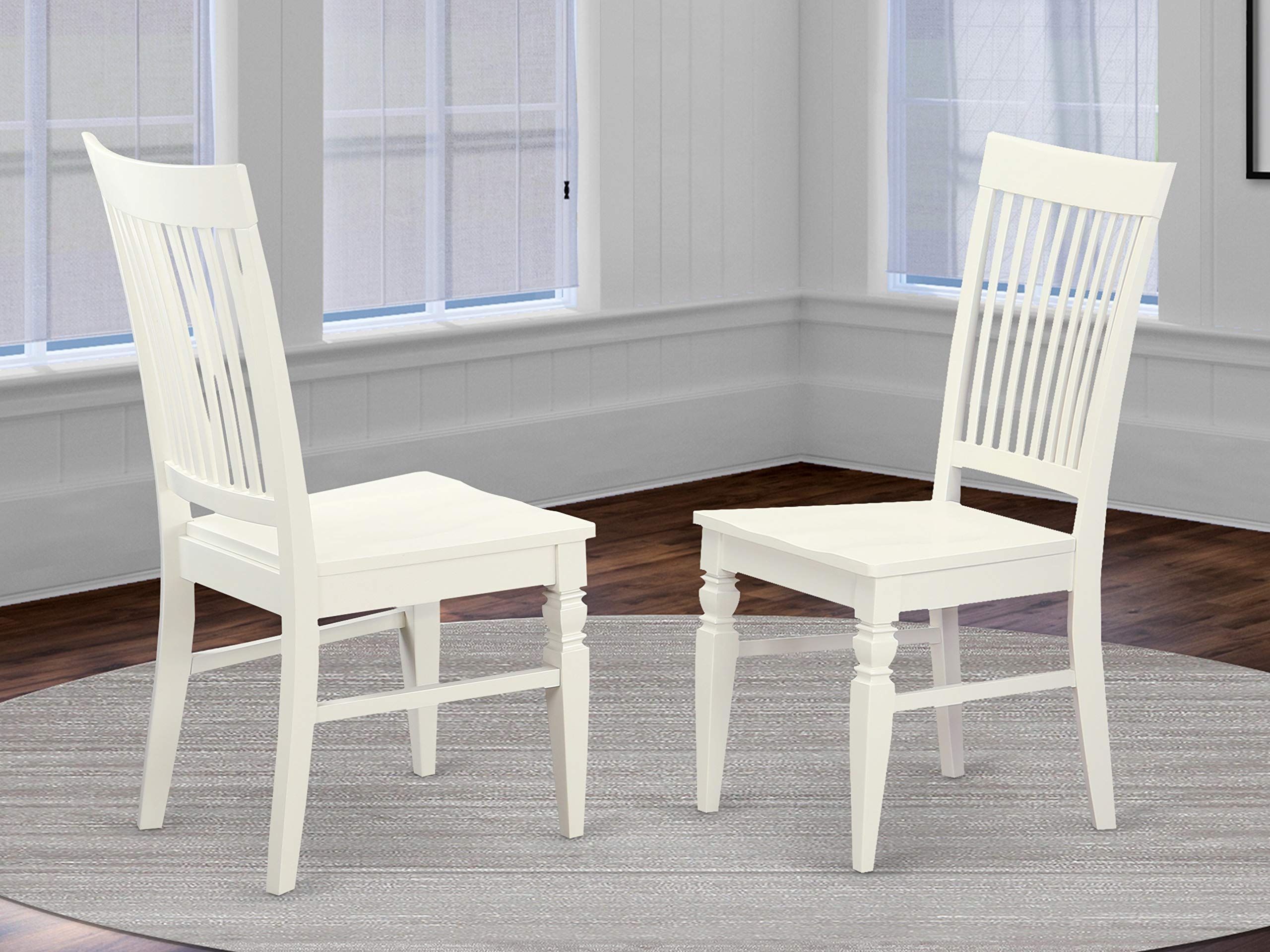 East West Furniture Weston dining chair Wooden Seat and Linen White