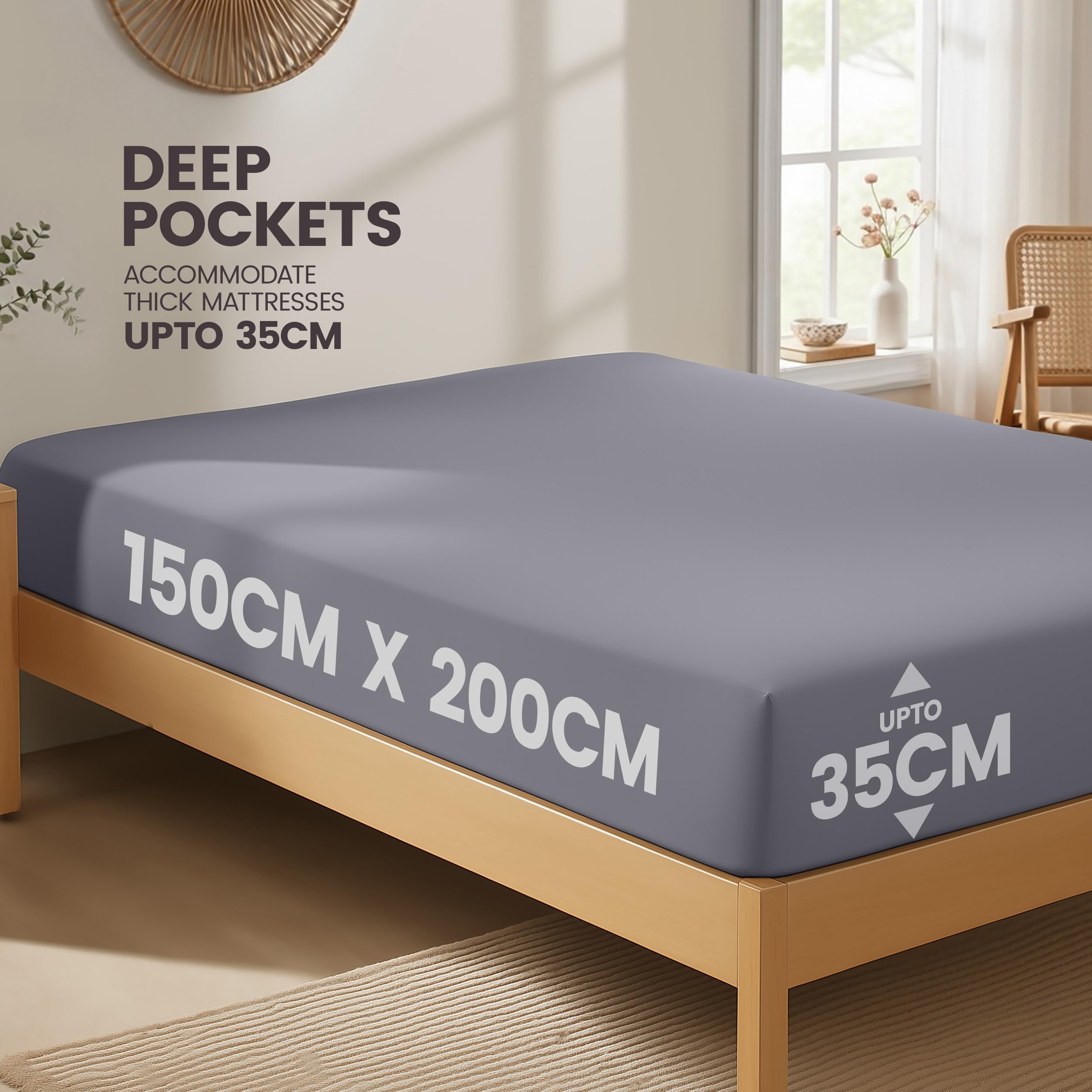 Utopia Bedding Fitted Sheet King, Grey - Deep Pocket 14 inch (35 cm) - Easy Care - OEKO-TEX Certified - Soft Brushed Microfibre Fabric - Shrinkage and Fade Resistant - Bottom Sheet - 3