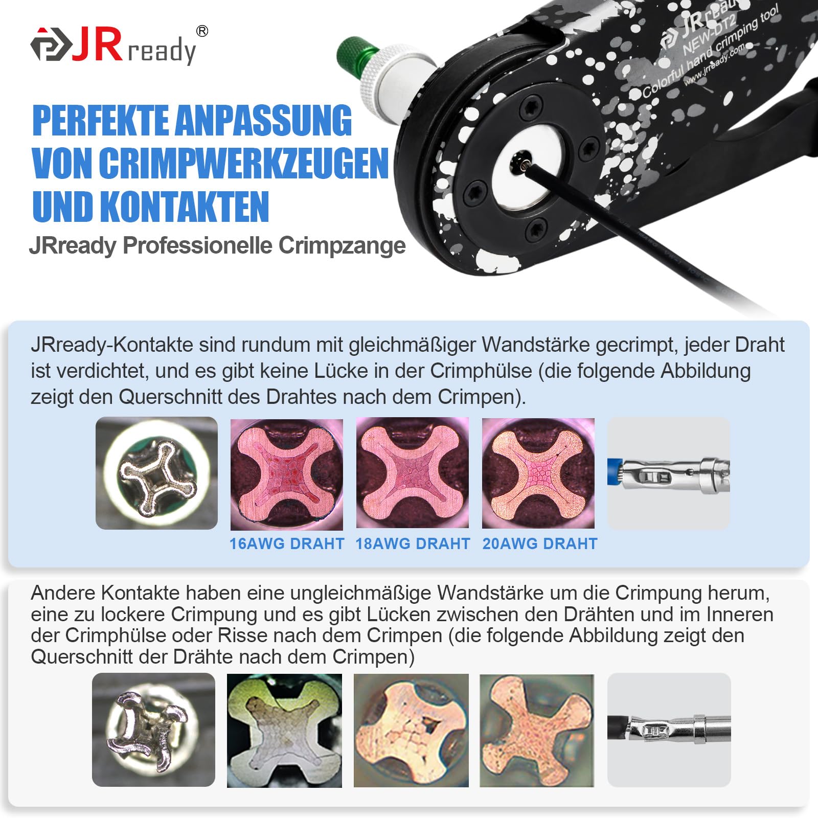 JRready ST6364-050 Kit di Contatti Deutsch Dimensione 16 Pin Solido Deutsch Maschio Femmina Calibro del Filo 16-20AWG Pin Terminale Deutsch 0460-202-16141/ Zoccolo 0462-201-16141