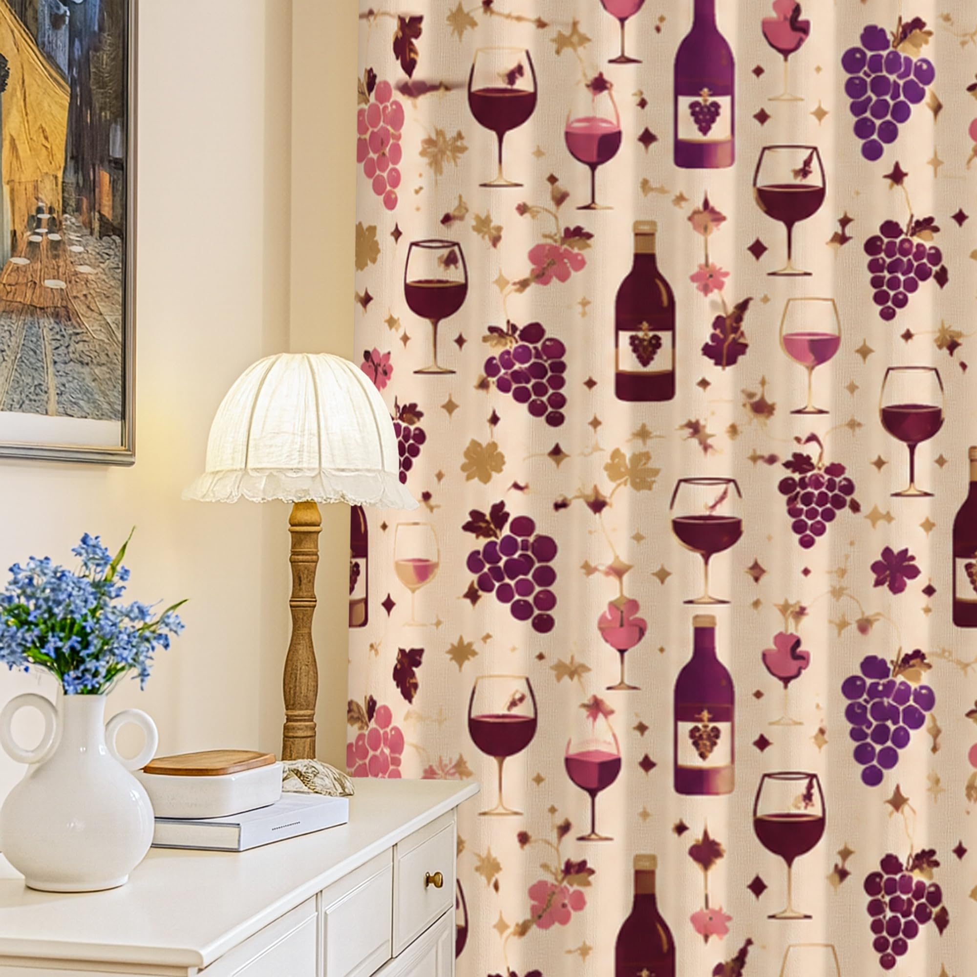Rideaux occultants vintage violet automne 132x241 pour cuisine et salon