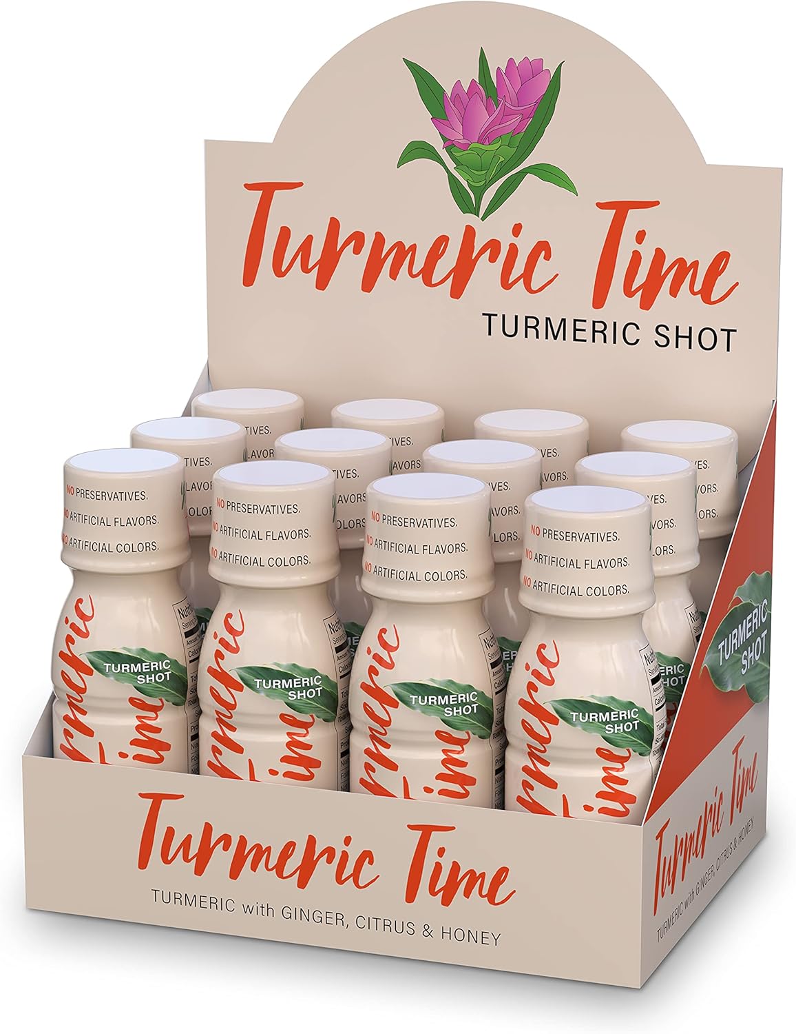 Turmeric Shots - Turmeric with Ginger, Citrus & Honey | Non-GMO | No Preservatives or Artificial Flavors/Colors/Sweeteners | B Vitamins | Liquid Turmeric (12 Pack)