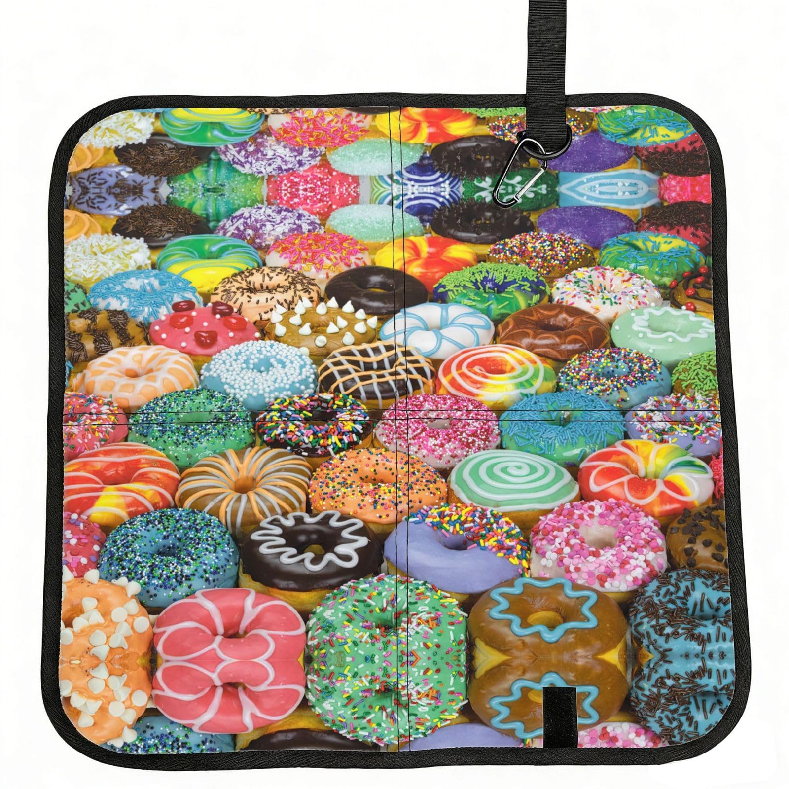 DEXNEL Donuts Print Foldable Seat Cushion Portable Stadium Pad Waterproof Outdoor Camping Mat 15.8 X 15.8 Inches