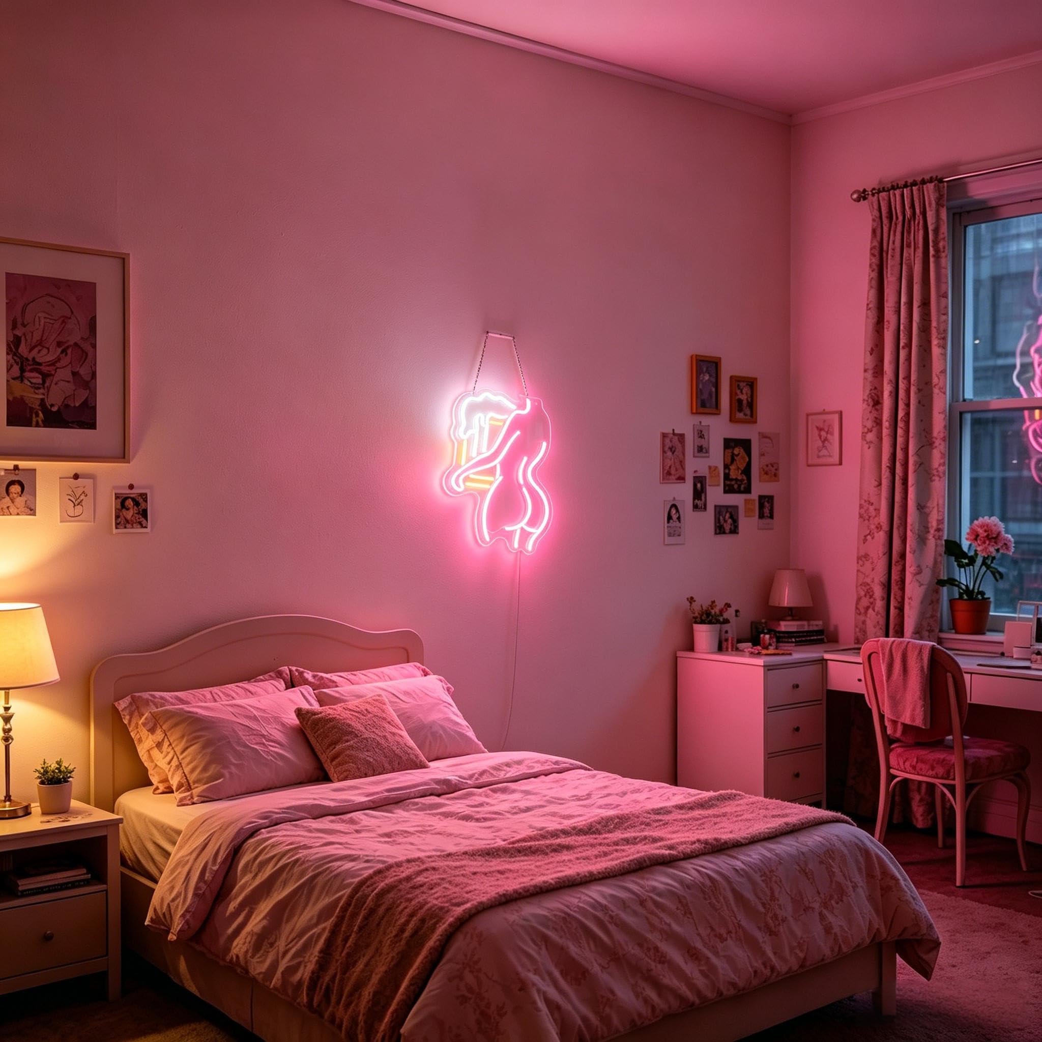 Lady Back Neon Schild, Rosa Sexy Lady dimmbare LED Wandleuchte mit USB-Betrieb, Bier Geschenke für Männer, Bar Zubehör Deko für Wand, Schlafzimmer, Männerhöhle, Cafe, Party