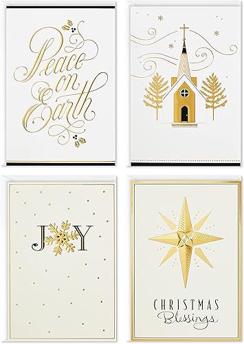 Hallmark - Tarjetas de felicitación con imágenes navideñas y religiosas en caja, Paz en la Tierra, (4 diseños, 24 tarjetas con sobres)
