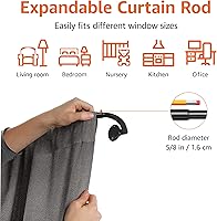 Vista 4 de Yaxa Basics - Barra de cortina opaca para oscurecimiento de habitación, 28 a 48 pulgadas, color negro