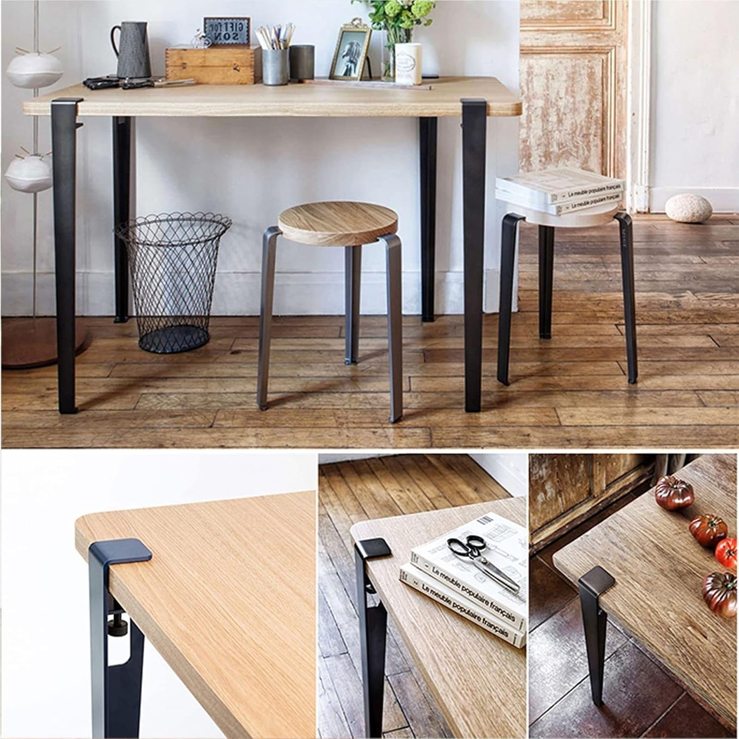 家具脚 4個 - デスク脚 - 金属製テーブル脚、調節可能なヘアピン