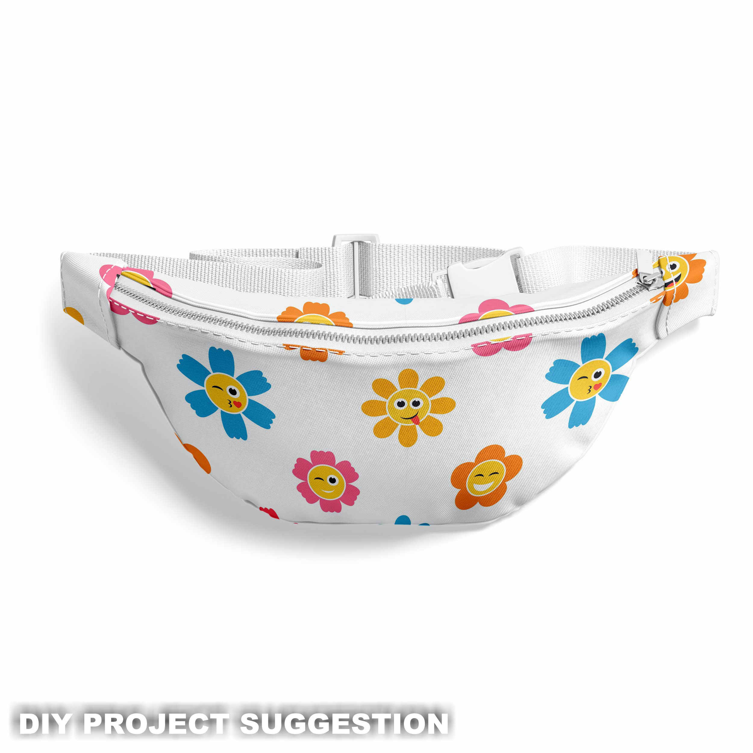 HEKO PANELS Stoff Oxford Wasserdichte Meterware Canvas-Stoff Polyester Stoff Zum Nähen Nähstoffe Möbelstoffe Dekostoffe Handwerken Wasserabweisend Blickdicht Emoji Blumen 3 Meter 155 x 300 cm