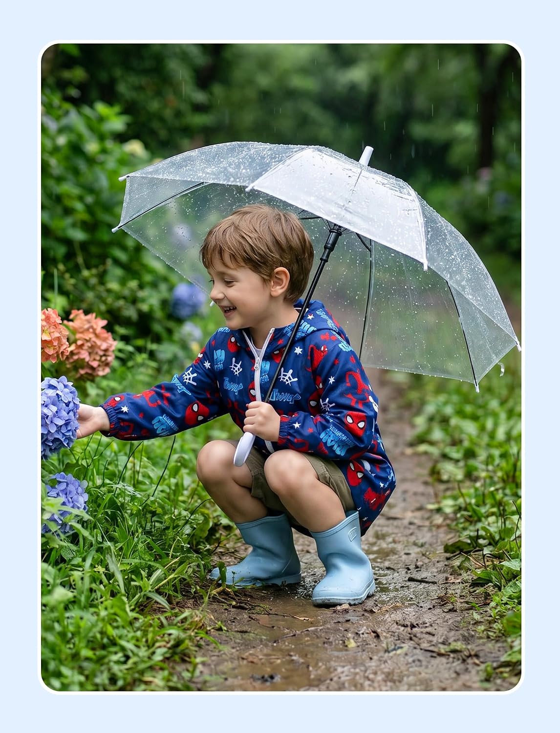 Disney Spiderman Stitch Watertight Jacket Boy/Girl Zip Coat Kids Top 2-9Y | Hoodie Waterproof Jacket Water-resistant Zip Pockets Apparel Quick‑dry Durable Hiking Outfit Windbreaker Daily Outerwear