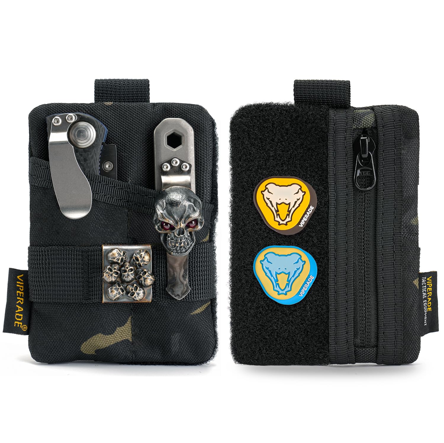 VIPERADE VE15 Small EDC Pouch, Pocket Organizer, EDC Pocket Pouch with DIY Patches Area, EDC Pocket Organizer Wallet for Cards, Small Tool Pouch for EDC Gears