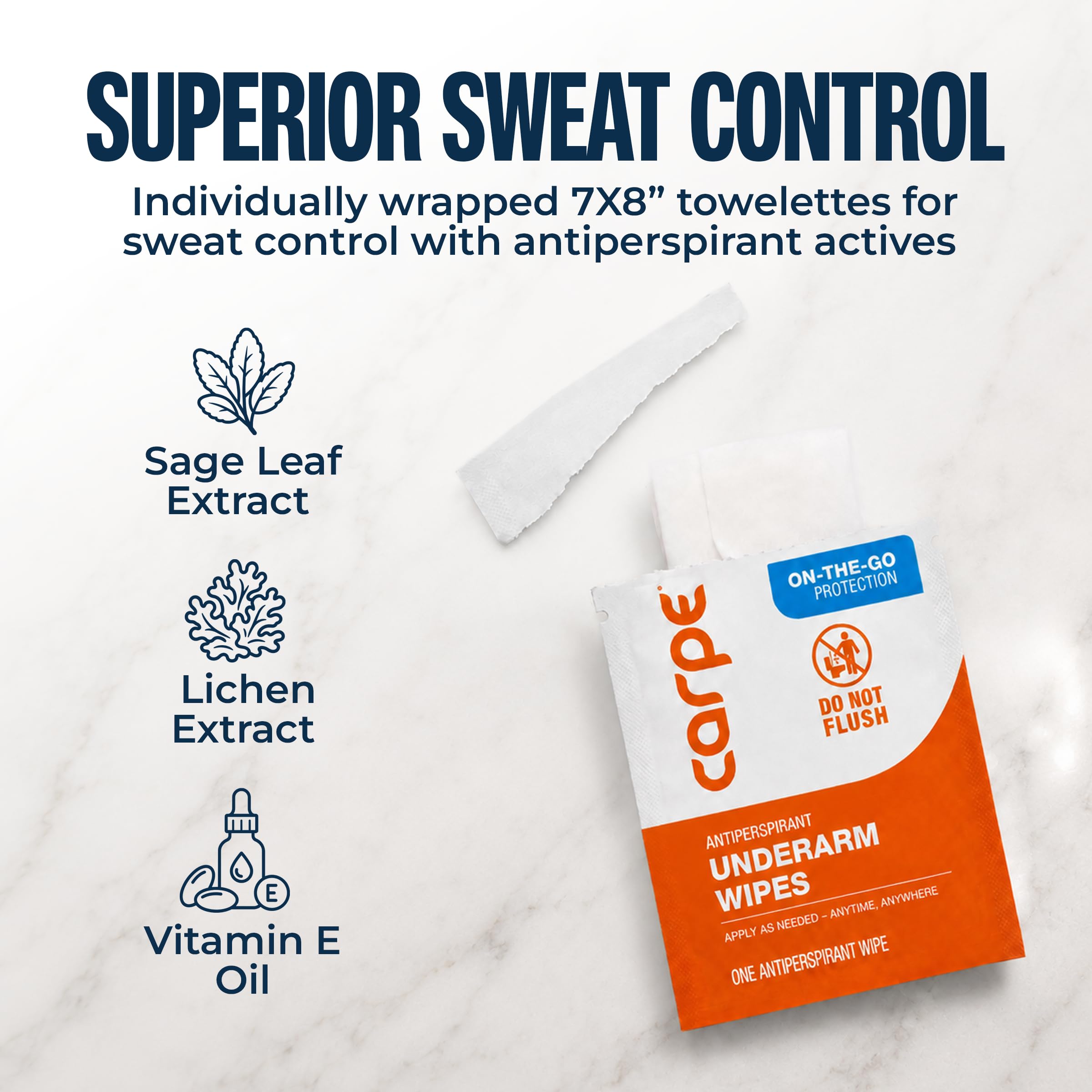 Carpe Clinical Strength Antiperspirant Lotion & Underarm Wipes Package