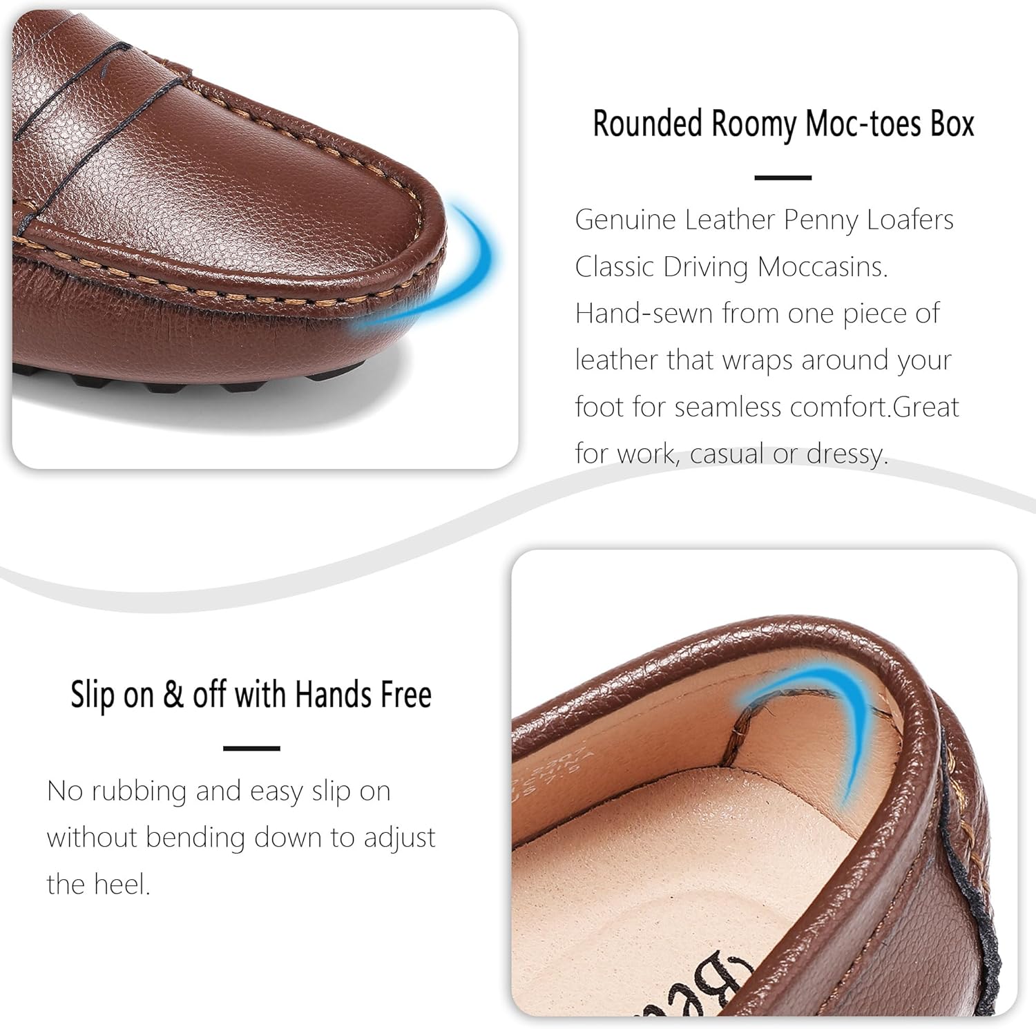 BEAUSEEN Women's Genuine Leather Penny Loafers Classic Driving Moccasins Casual Slip On Comfort Women Loafer Shoes - Image 4