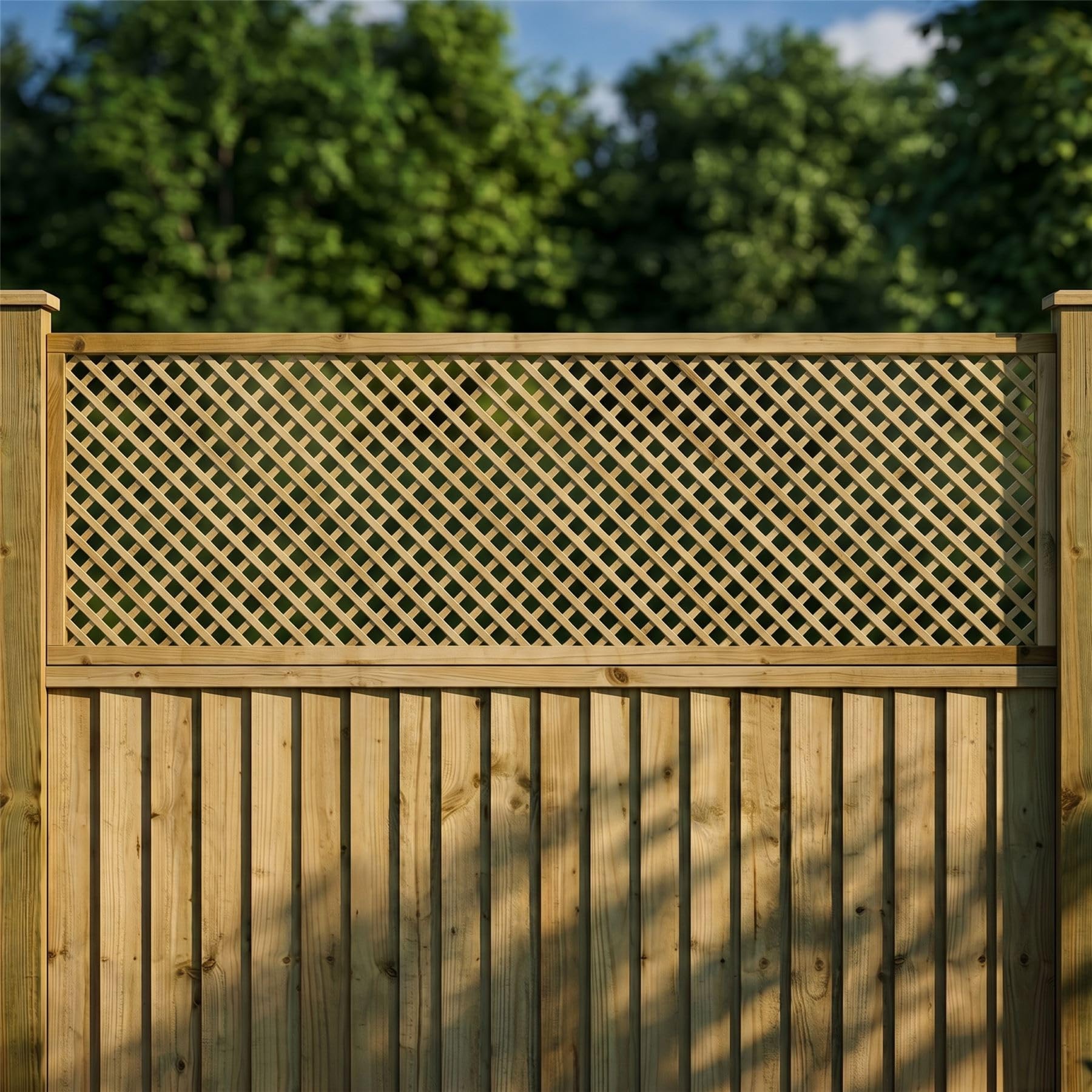 Premier Garden Supplies Pressure Treated (Tanalised) Diamond Privacy Elite Alderley, 6Ft X 2Ft Fence Panel Trellis Topper Wooden Lattice | Decorative Fencing Topper For Outdoor Garden Wall, Pergola, & Arch (Wide: 182.8Cm X High: 60Cm)
