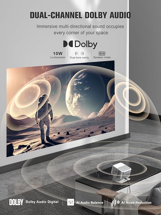 Official Licensed Google TV4K Smart Projector with WiFi and Bluetooth, VOPLLS Outdoor Projectors with Dolby/Auto Focus, Portable Movie Phone Wireless Gaming Wifi Proyector for Bedroom/Home/Celling