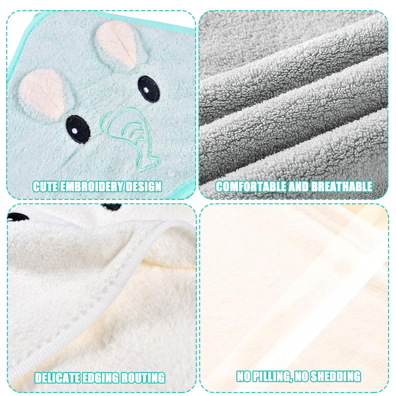 Funmo Cape De Bain Bébé Garcon 3Pcs Serviette Éponge,Douces & Absorption Forte,80 x 80cm Peluche De Corail De Haute Qualité, Cape De Bain 0-5 Ans-Pink (Green)