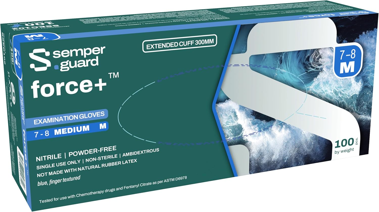 SemperForce Black Nitrile Examination Glove - Medium 100ct - 10 Pack