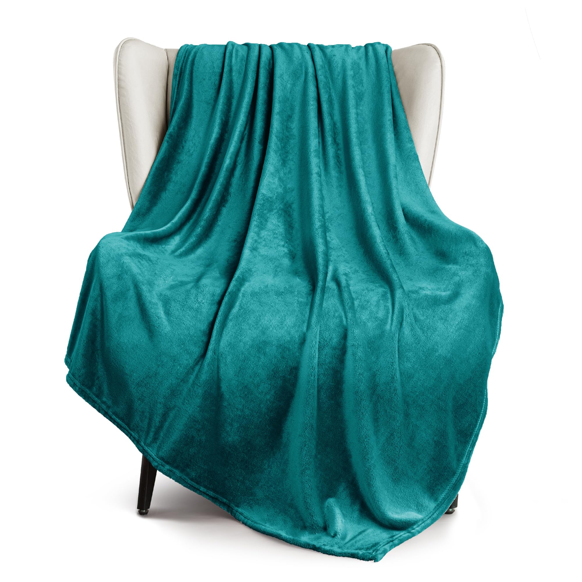 Exclusivo Mezcla Extra Large Fleece Throw Blanket for Couch, Sofa, 300GSM Super Soft and Warm Blankets, Teal Throw All Season Use, Cozy, Plush, Lightweight, 50x70 Inches