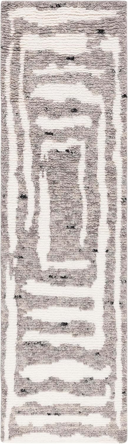 SAFAVIEH Casablanca Collection Runner Rug - 2'3" x 8', Ivory & Grey, Hand-Knotted Modern New Zealand Wool, Ideal for High Traffic Areas in Living Room, Bedroom (CSB541F)