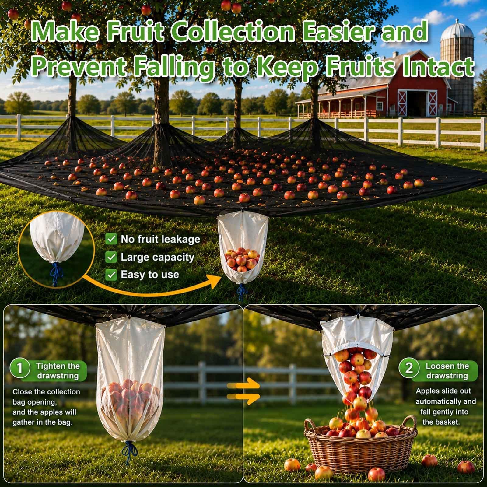 Manto para Recolección De Frutos, Resistente y Flexible Red De Cosecha De Frutas con Corte Central para El Jardín Y El Huerto,Round-20×20ft（6 * 6m）