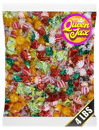 Bulk Hard Candy Individually Wrapped - 4 lb Hard Candy Mix, Perfect for Parties, Holidays, and Candy Bowls - Peppermint Candy, Butterscotch Candy, Cinnamon Disks, Fruit Hard Candy, and More