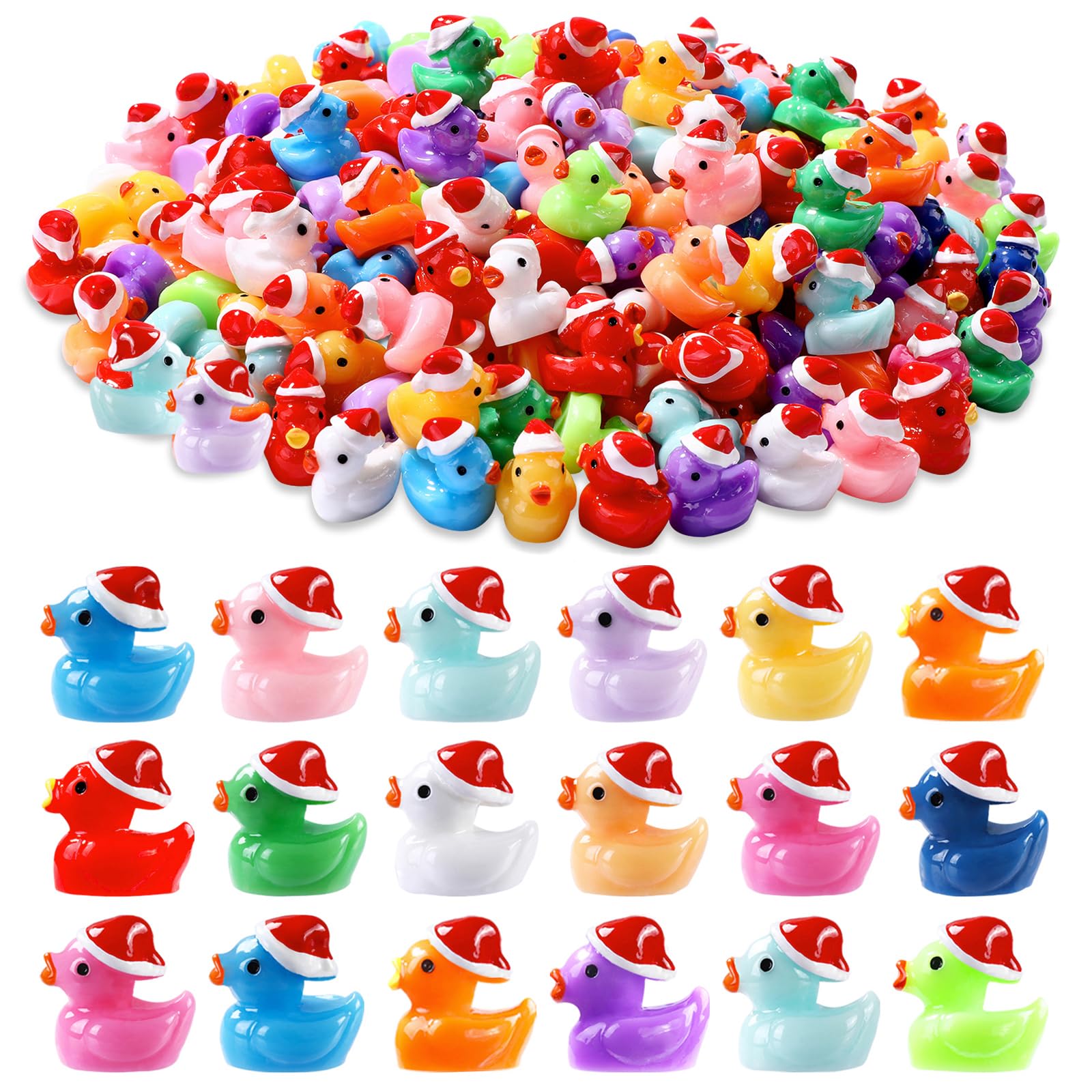 JOLCEEY 100pcs Christmas Mini Ducks