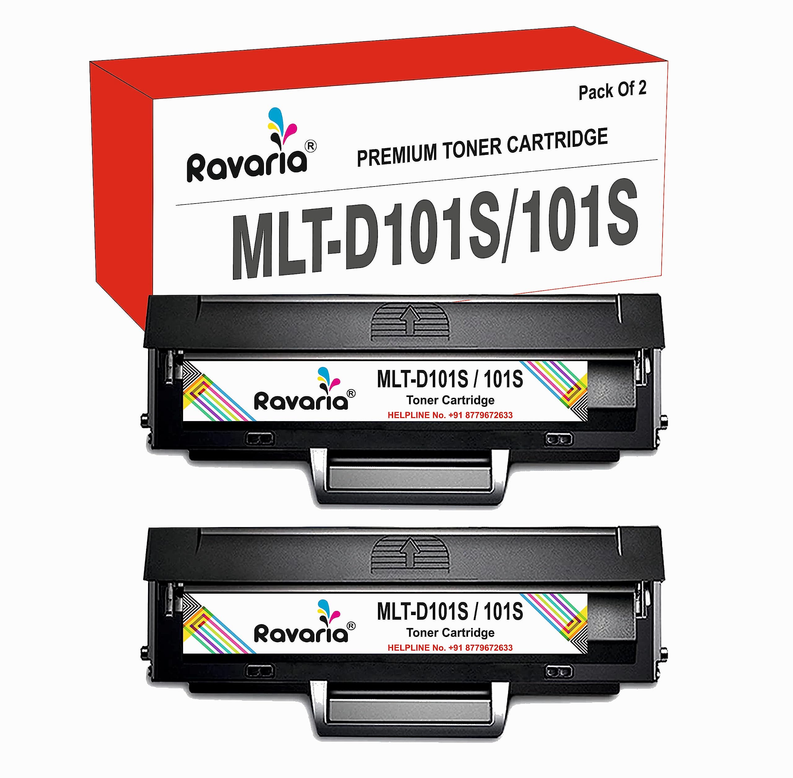 Ravaria MLT-D101S / 101S Compatible Toner Cartridge for Samsung 101 ML 2161 /2162 /2163 /2164 /2165 /2165W /2166 /2166W /2168 /3401 /3405 /3400 /SF 760P /SF 761 Printers (MLT-D101S / 101S Pack of 2)