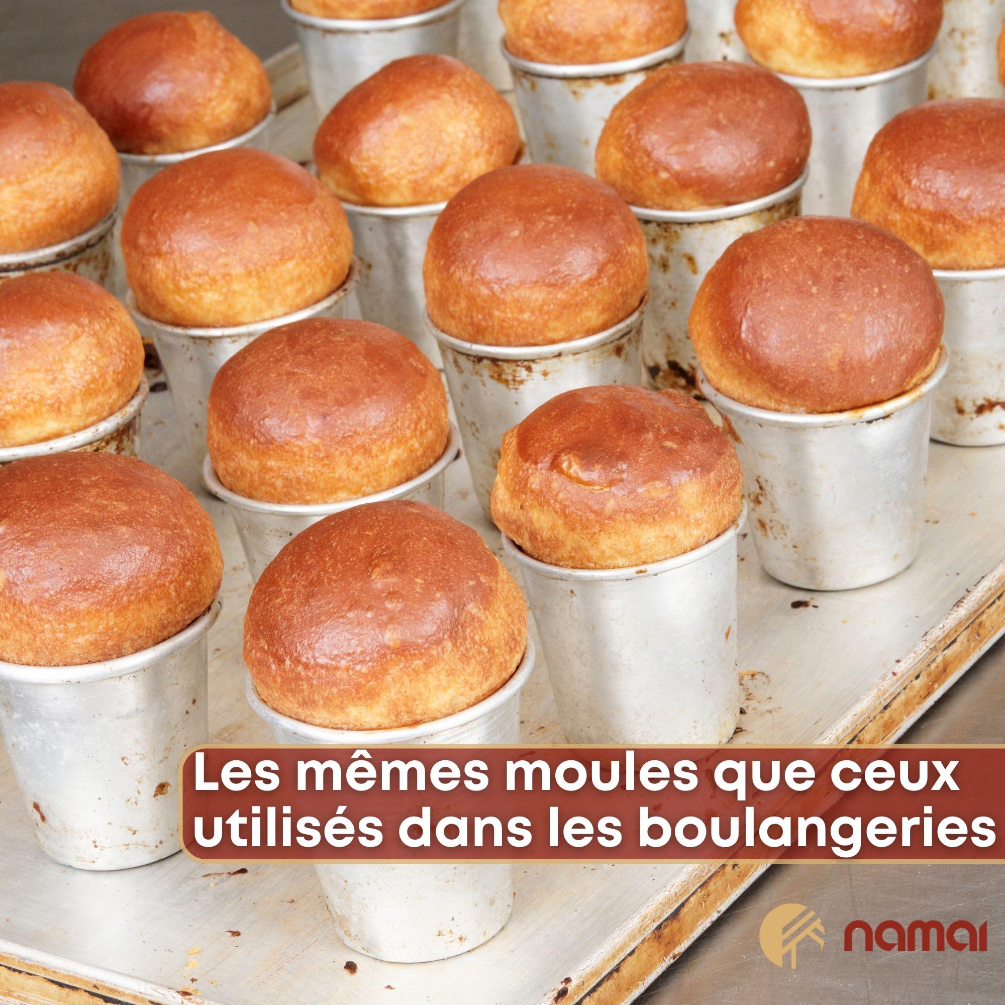 NAMAI - Moule a Baba au Rhum, Aluminium, 6CM de Hauteur 6CM de Diamètre, Moule Baba au Rhum, Moules a Babà, Made in Italy