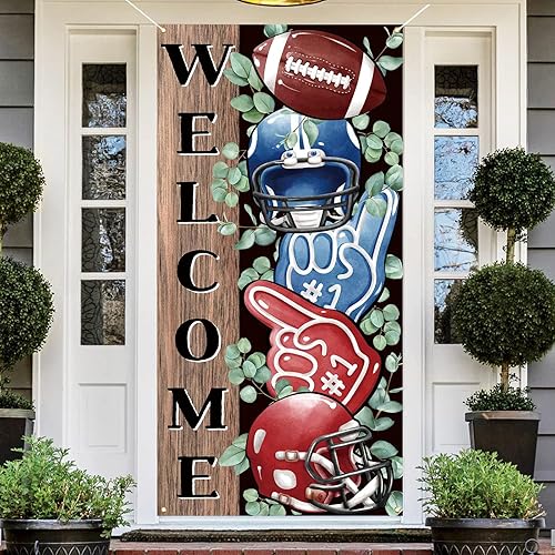Cubierta para puerta de fútbol americano, telón de fondo de fotos de fútbol, decoración de fiesta de cumpleaños y suministros para fiesta en el hogar