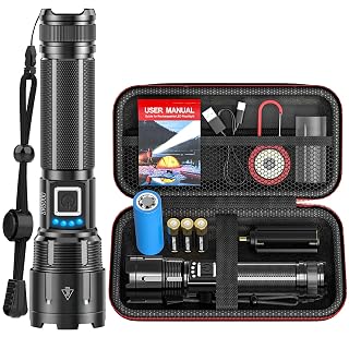 Taschenlampe LED Aufladbar 1000000 Lumen, LED Taschenlampe Extrem Hell XHP70.2 Batteriebetrieben USB, Starke Taktische Taschenlampen, IP67 Wasserdicht 5 Modi Flashlight für Outdoor Notfälle - Amazon product rated Grade A