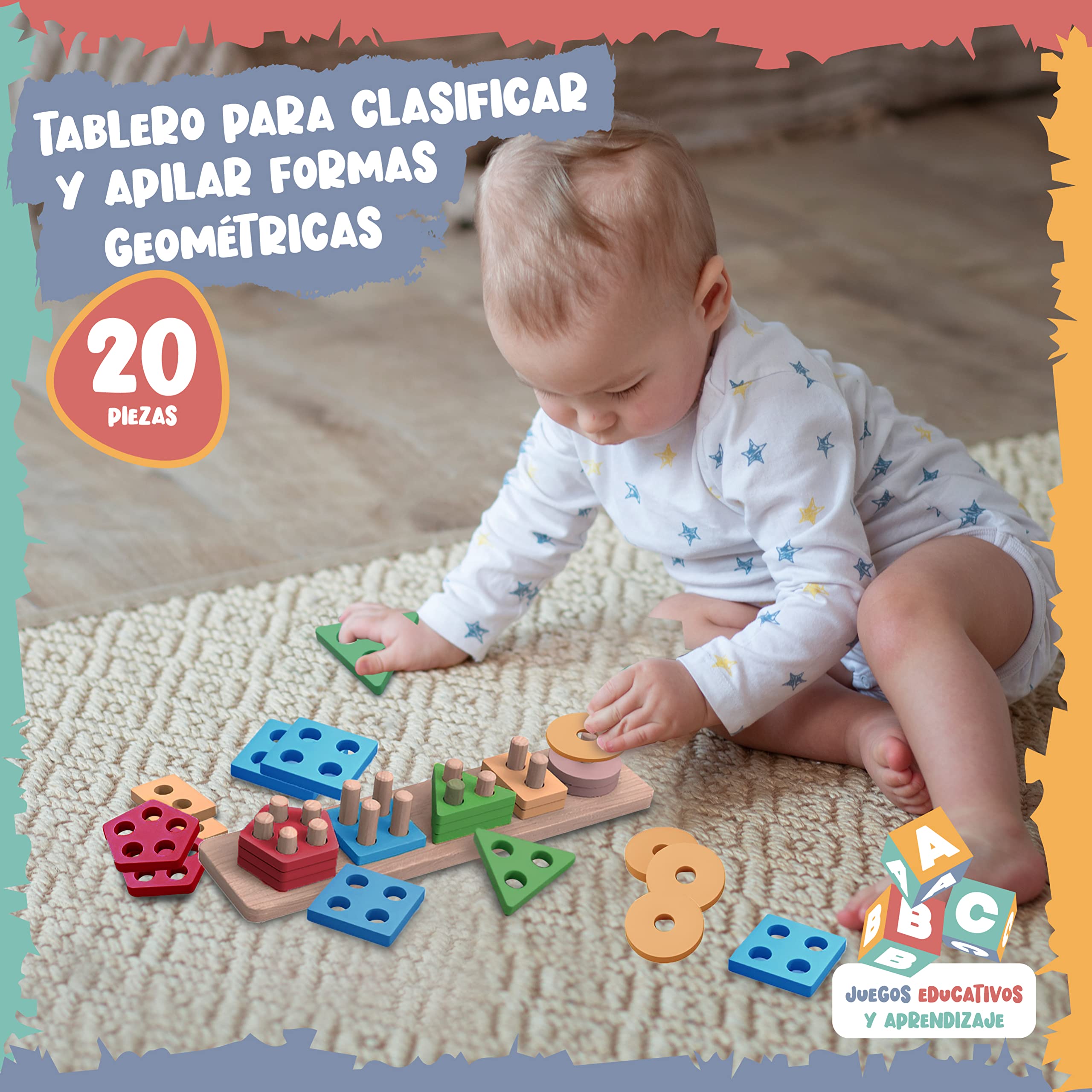 Japace Juguete Educativo De Madera – Bloques Geométricos Para Apilar Y Clasificar – Regalo Para Niños De 2 A 4 Años