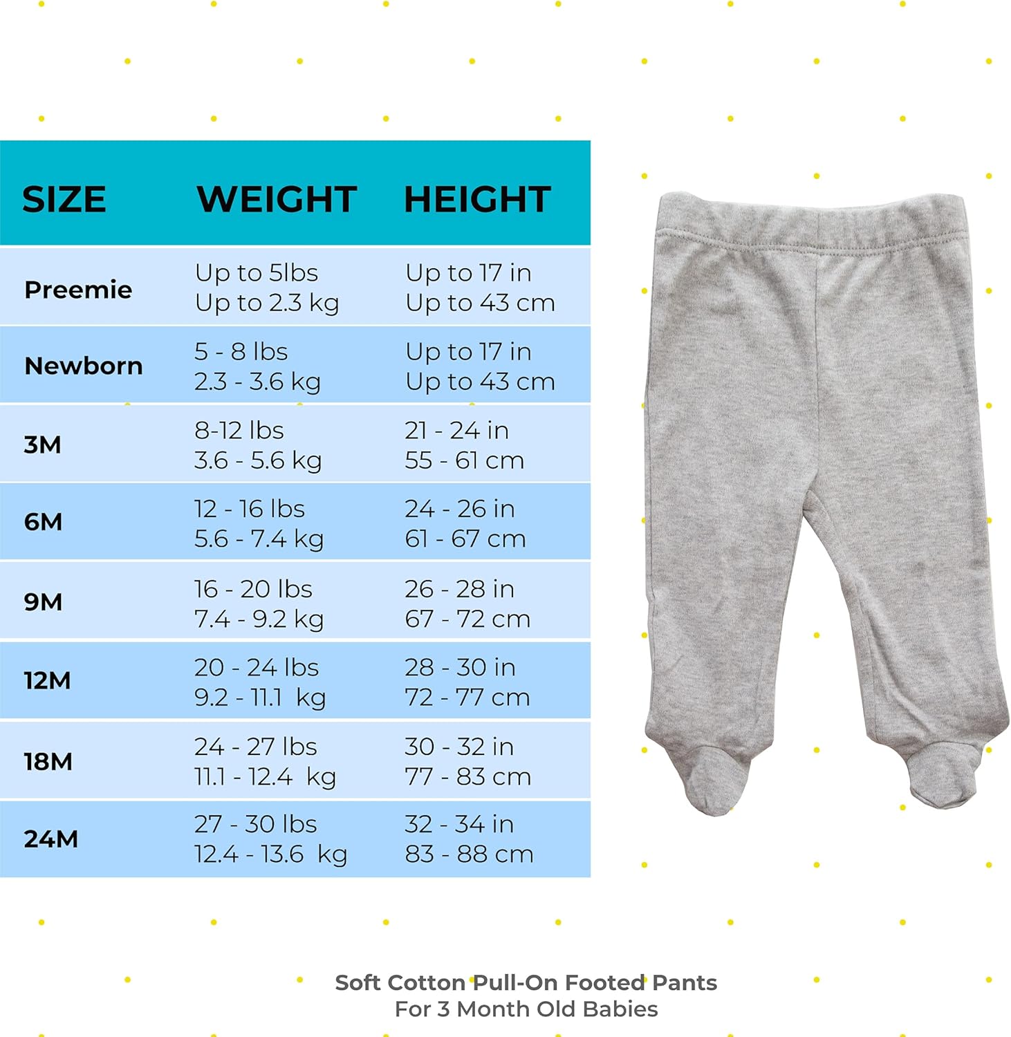 [Spasilk] パンツ 3 Pack Cotton Pull on Footed Pants グレー