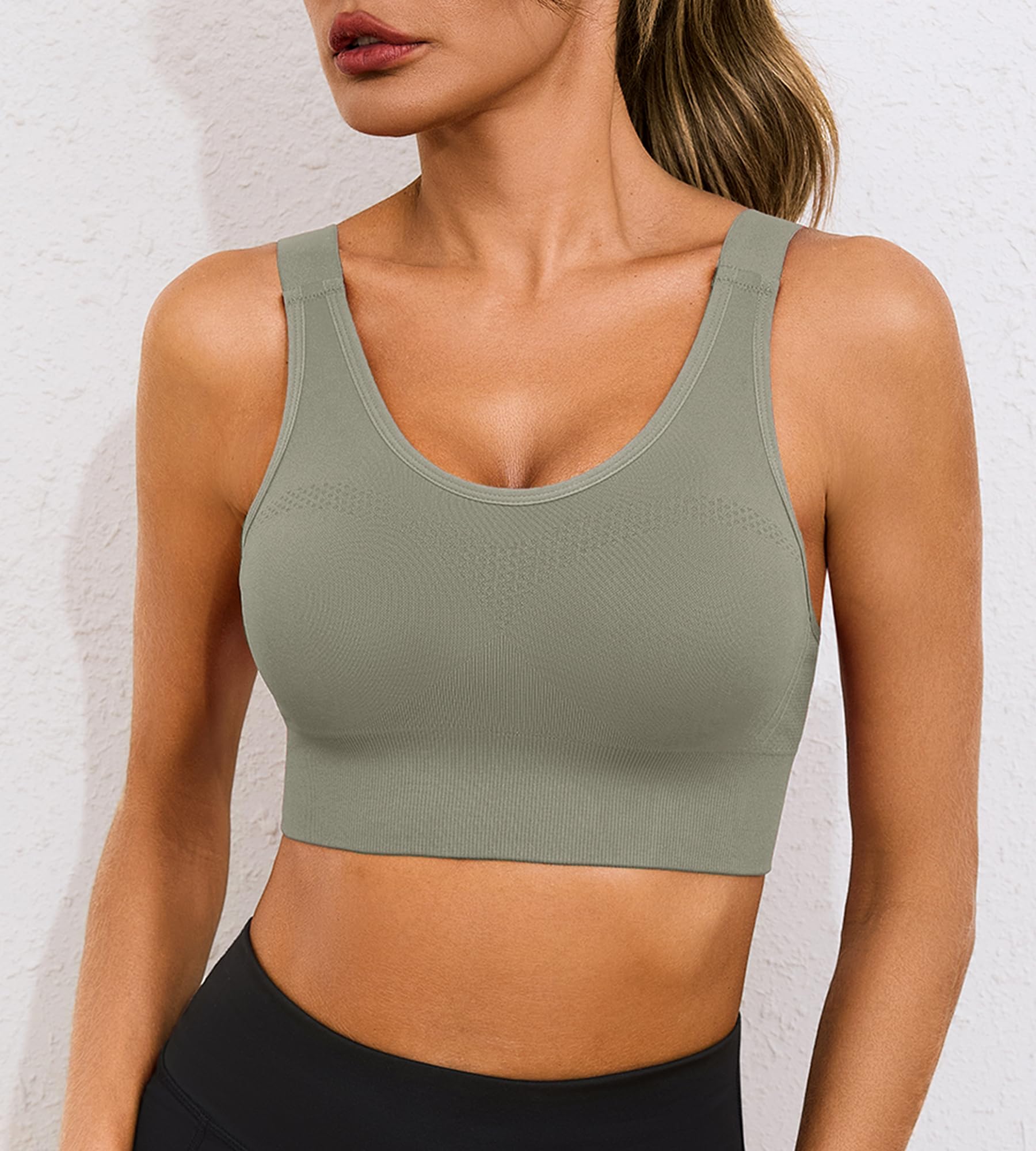 Top Palestra Donna Reggiseno Sportivo con Spalline Larghe Regolabili Schiena Reggiseni Sportivi Supporto Medio-Alto Running, Fitness, Yoga S-XL