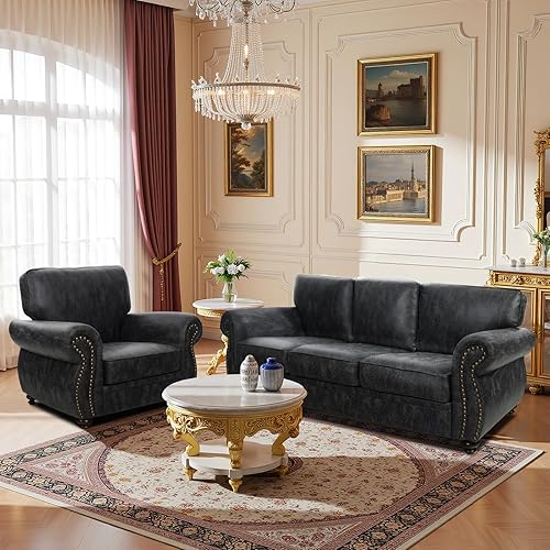 Miniatura 6 de Juegos de muebles de sala de estar, juegos de sofá y juegos de sofá para sala de estar, sofás vintage de mediados de siglo con diseño de remaches