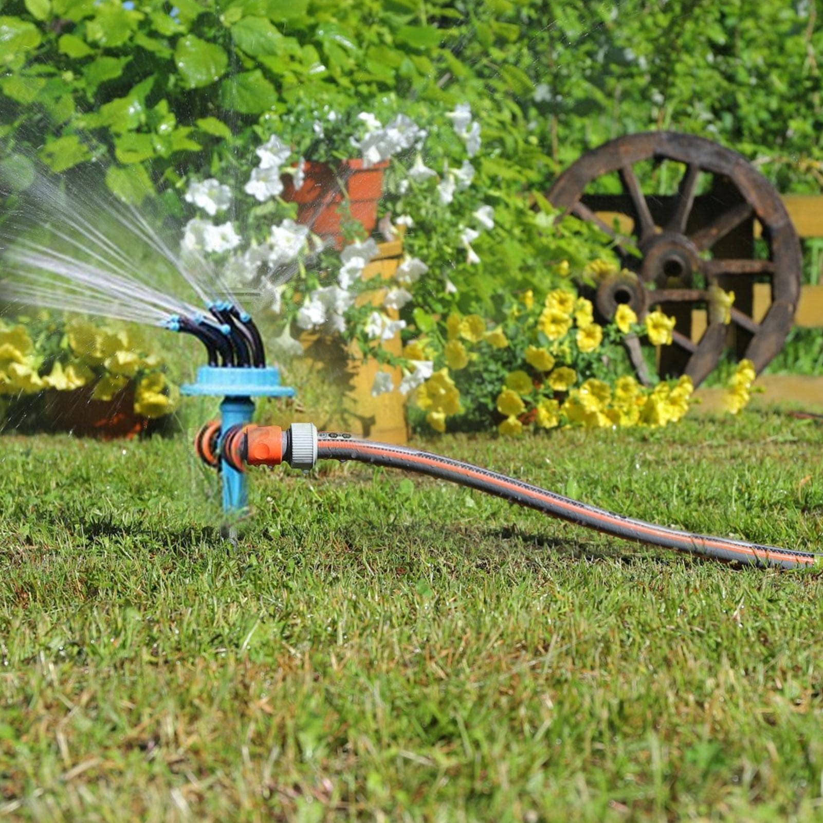 Irrigatore Rotante 360° Per Prato Con 3 Bracci Regolabili E 12 Ugetti - 3