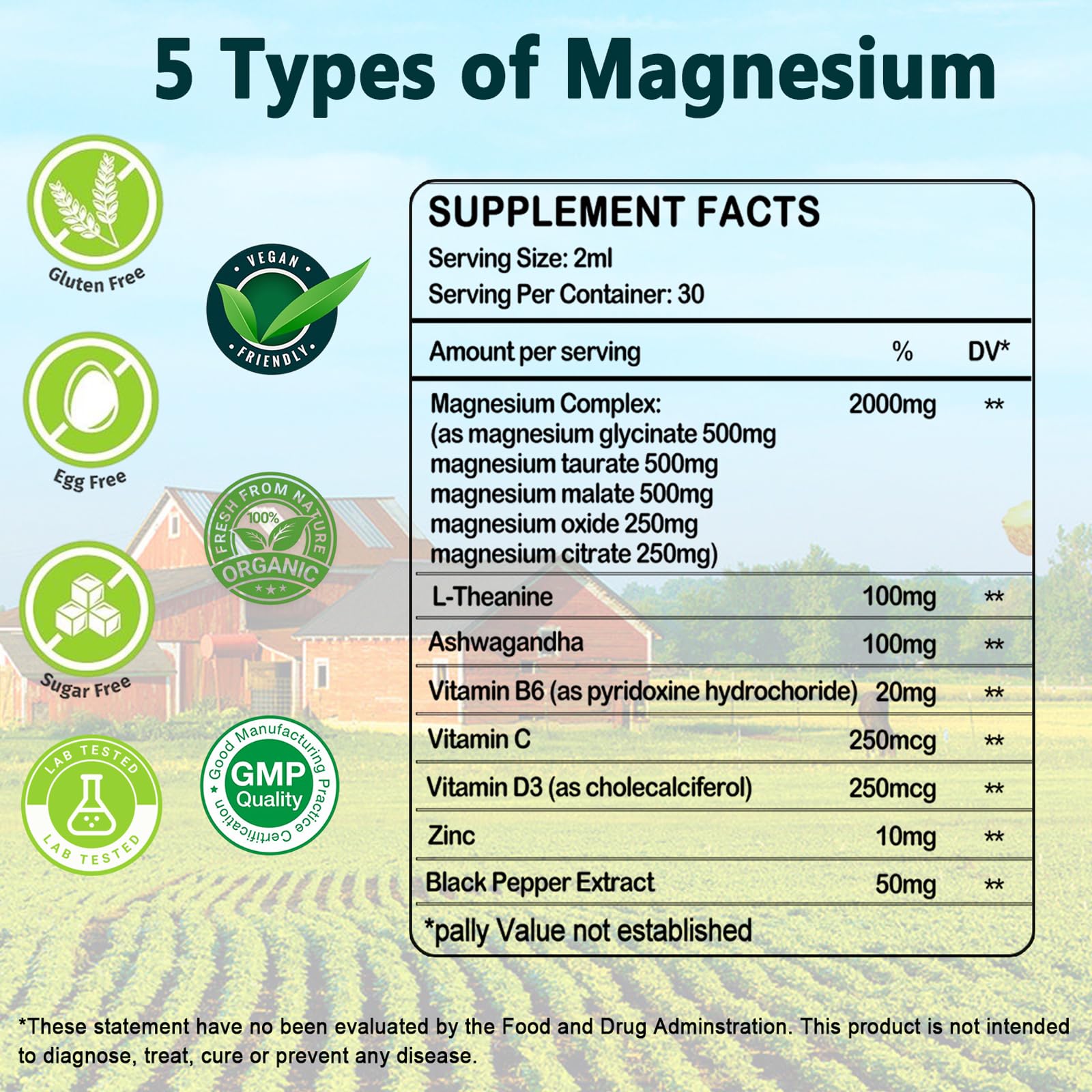 Liquid Magnesium Complex for Women Men, Fast Absorbing Magnesium Supplement — Amazon image 2