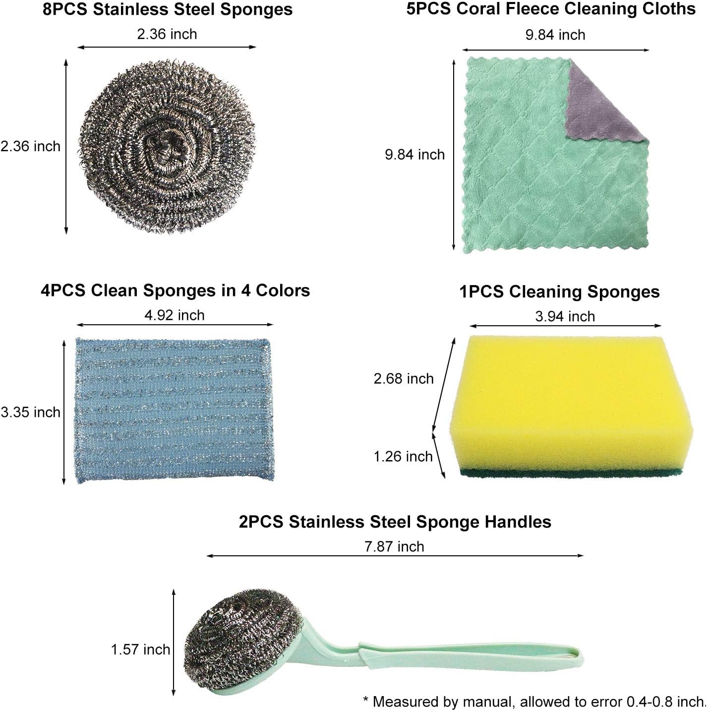 40% оƒƒ Dіѕсоunt PLAN LIFE 20 Pack Stainless Steel Sponges Scrubber with Handle, Cleaning Cloth Kitchen Rags, Dish Cleaning Sponge, Households Cleaning Set for Pan Dishes Stove Pot Scrubber Blасk Frіdау - 80% оƒƒ PLAN LIFE 20 Pack Stainless Steel Sponges Scrubber with Handle, Cleaning Cloth Kitchen Rags, Dish Cleaning Sponge, Households Cleaning Set for Pan Dishes Stove Pot Scrubber